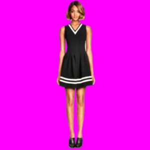 H&M Classic Black & White V-Neck Dress, 8